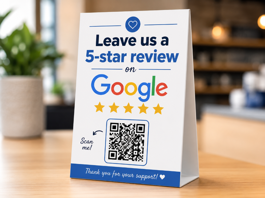 摆在桌上的好评立牌