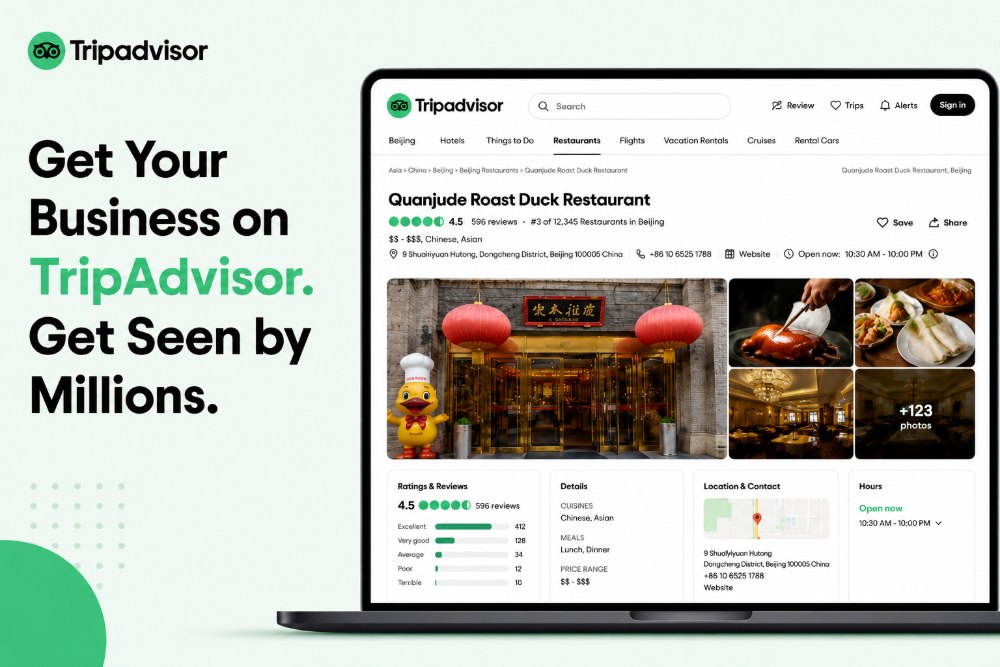 你的店出现在 TripAdvisor 榜单
